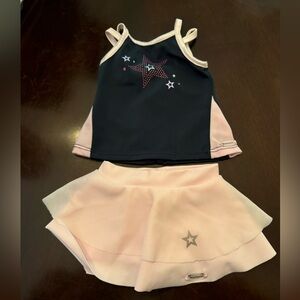 American Girl Doll blue long tank and pink ruffled short Fiercely You Collection